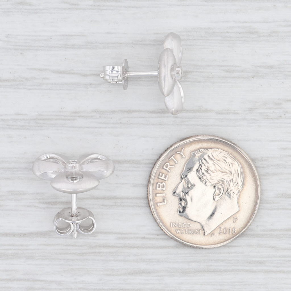 New Bastian Inverun Diamond Clover Earrings Sterling Silver 12701 Pierced Studs
