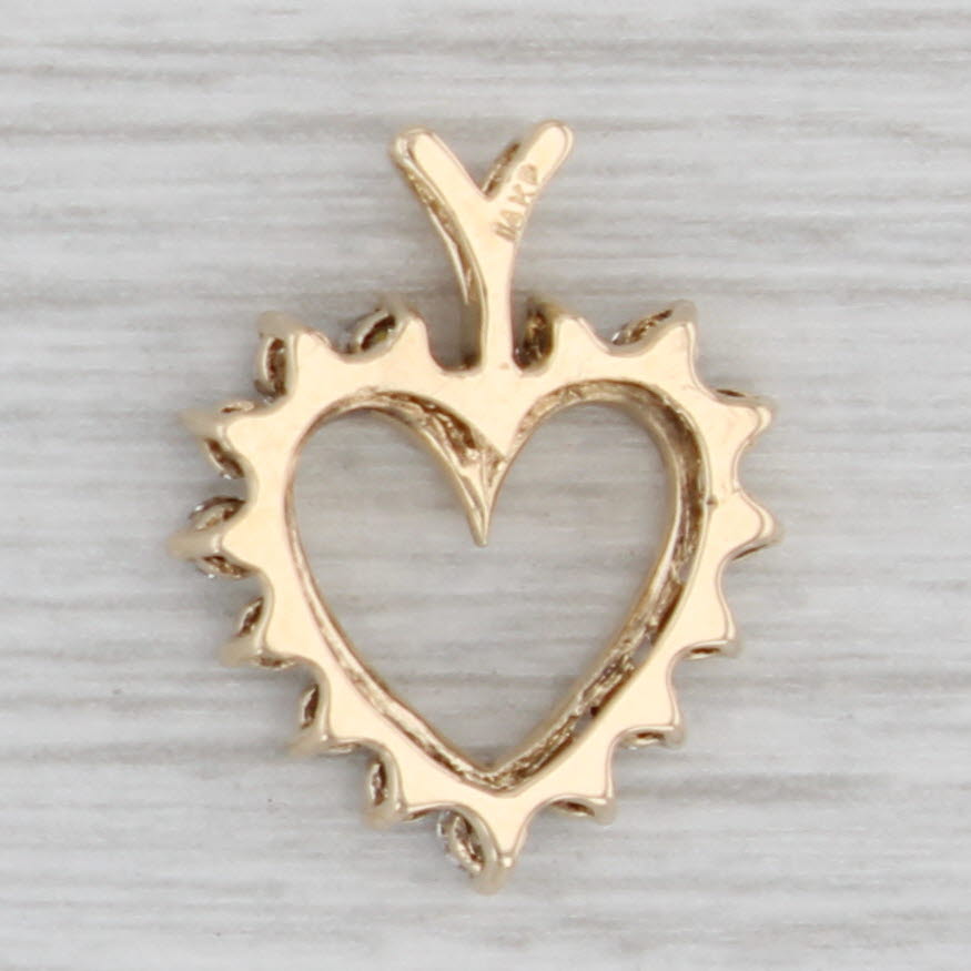 Gray 0.44ctw Diamond Open Heart Pendant 14k Yellow Gold Small Drop