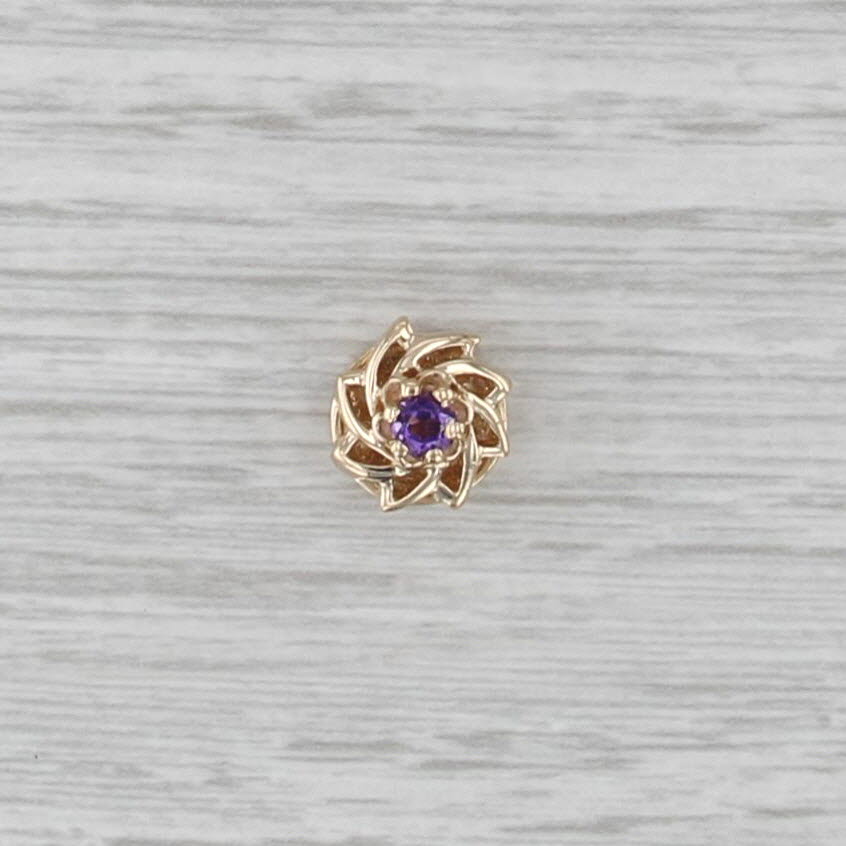 0.14ct Amethyst Swirl Flower Slide Bracelet Charm 14k Gold Archer Hallmark