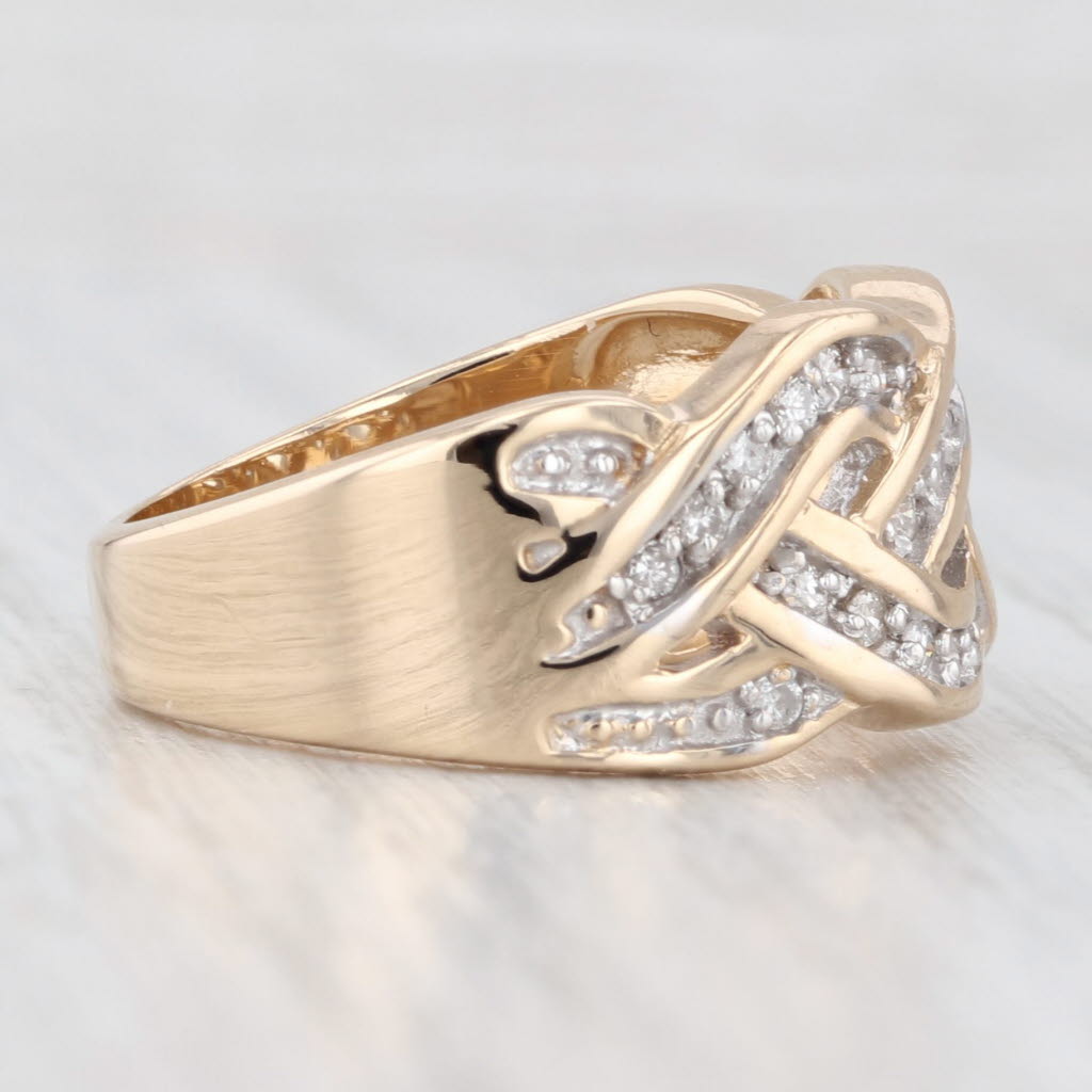 0.30ctw Diamond Ring 14k Yellow Gold Woven Pattern Size 7.25