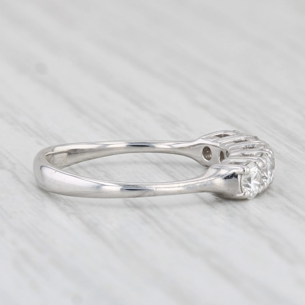 Light Gray 0.53ctw Diamond Wedding Ring 14k White Gold Size 4.5 Stackable Band