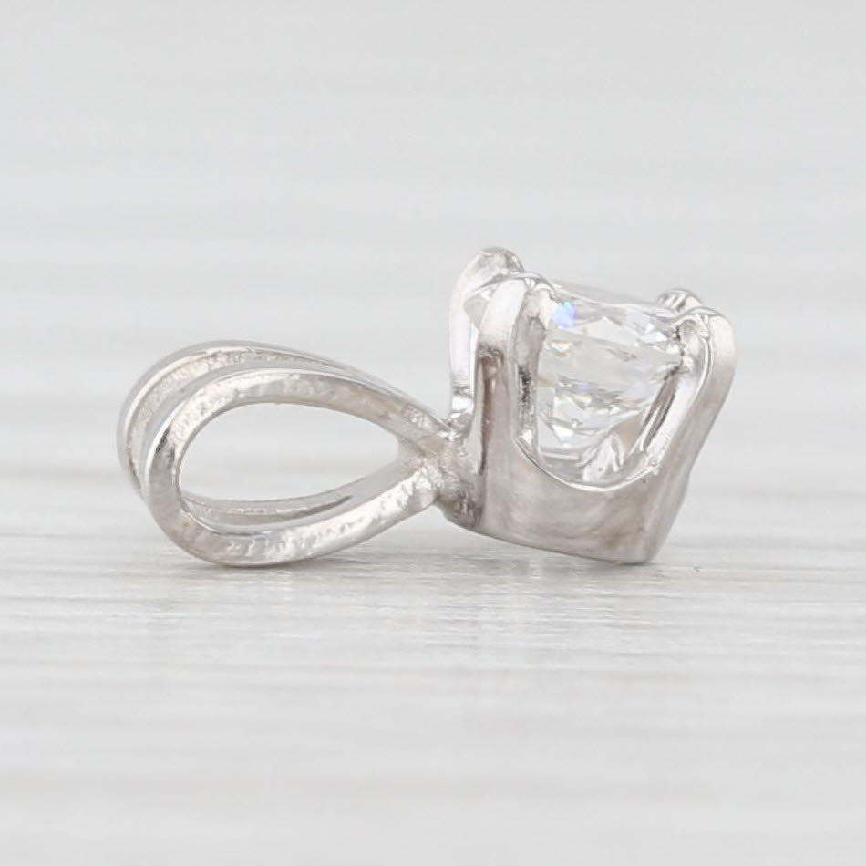 Light Gray New 0.16ct Round Solitaire Small Drop Pendant 14k White Gold