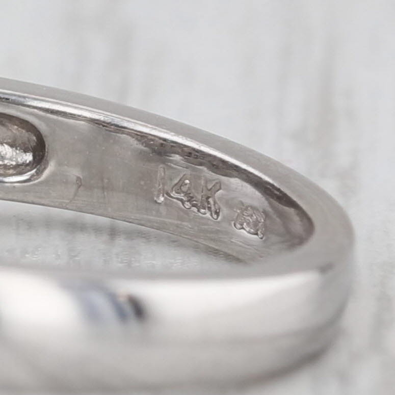 0.44ctw Tiered Blue White Diamond Halos Ring 14k White Gold Sz 6.75 Wedding Band