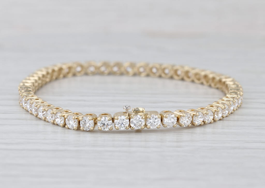 New 7.73ctw Lab Grown Diamond Tennis Bracelet 14k Yellow Gold 7" 3.5mm VS2 F-G