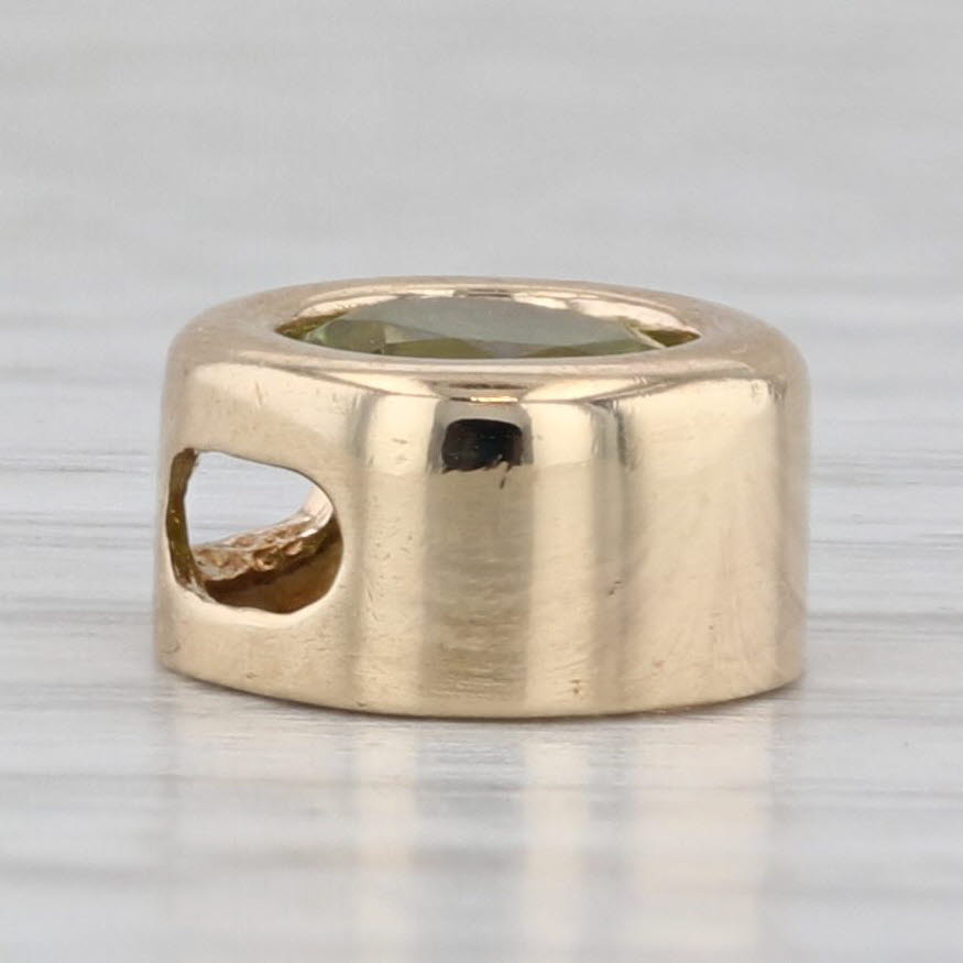 0.90ct Peridot Solitaire Slide Charm Pendant 14k Yellow Gold