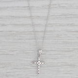 New 0.25ctw Diamond Cross Pendant Necklace 14k White Gold 18"