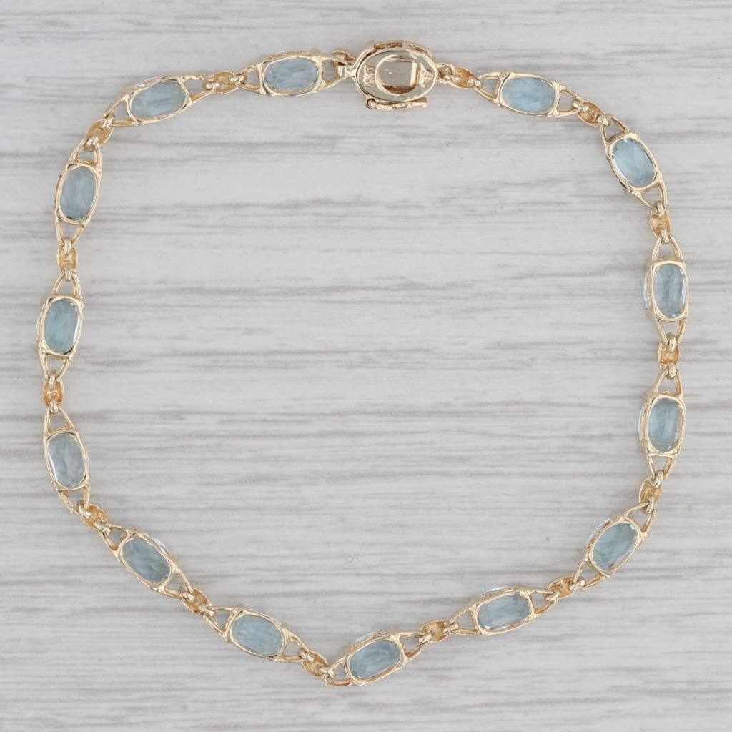 Gray 8ctw Blue Topaz Tennis Bracelet 10k Yellow Gold 7.25" 4mm