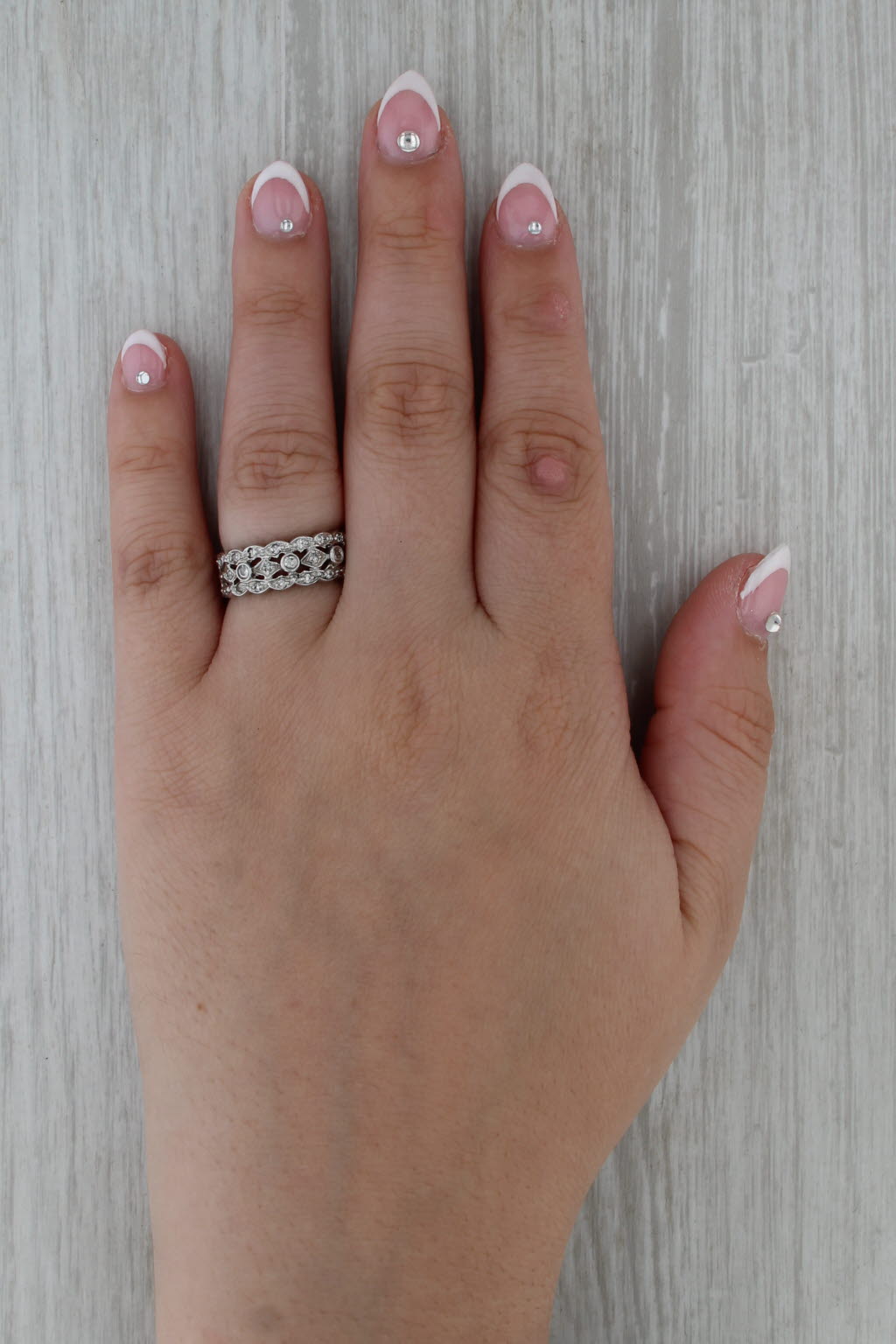 0.44ctw Diamond 3-Band Ring 14k White Gold Size 6.5 Stackable Bridal Anniversary