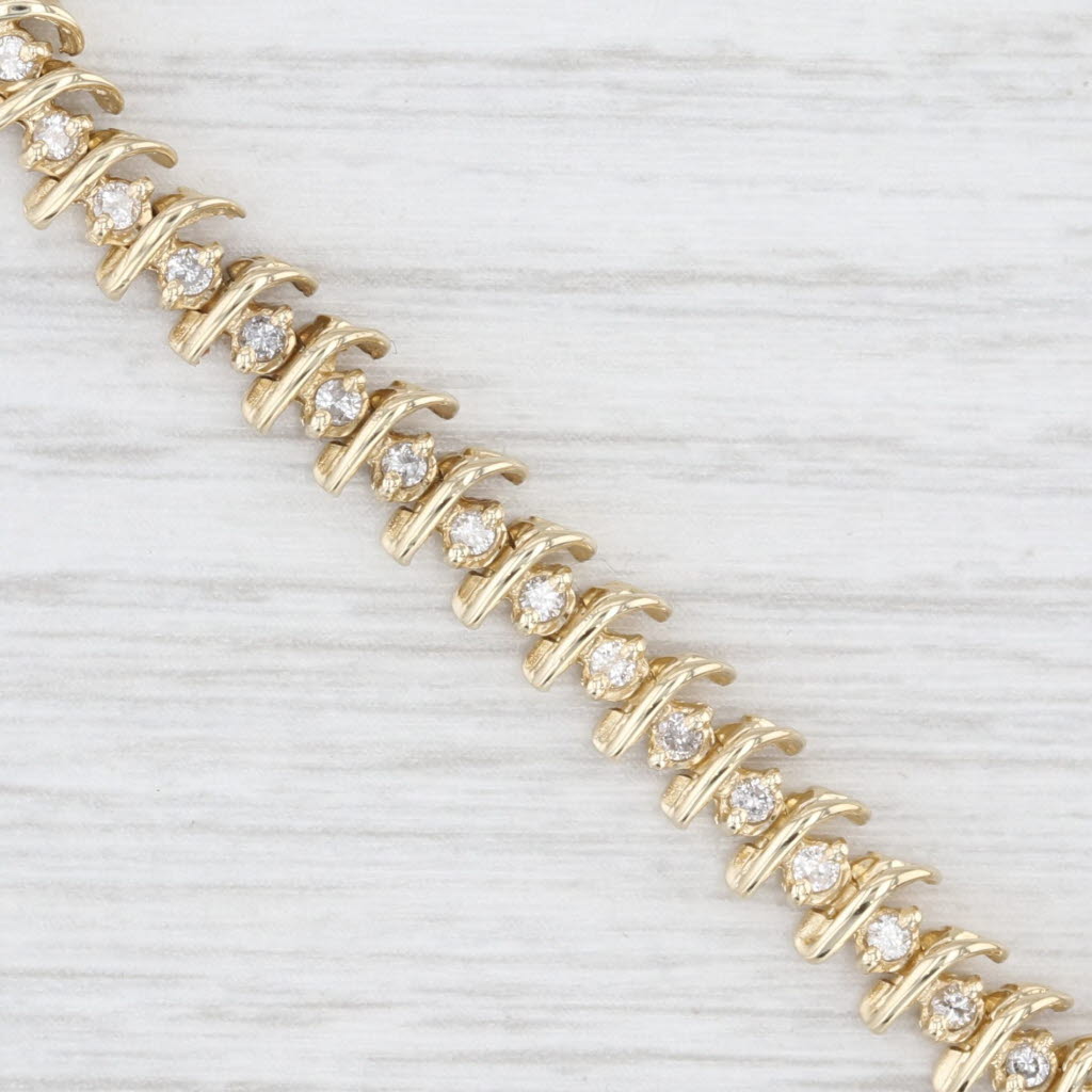 Light Gray 0.76ctw Diamond Tennis Bracelet 14k Yellow Gold 7" 5.6mm