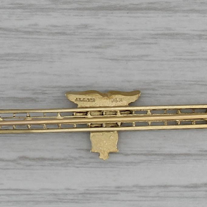USNA Navy Military Bar Pin 14k Yellow Gold Vintage 1929 Eagle Signet