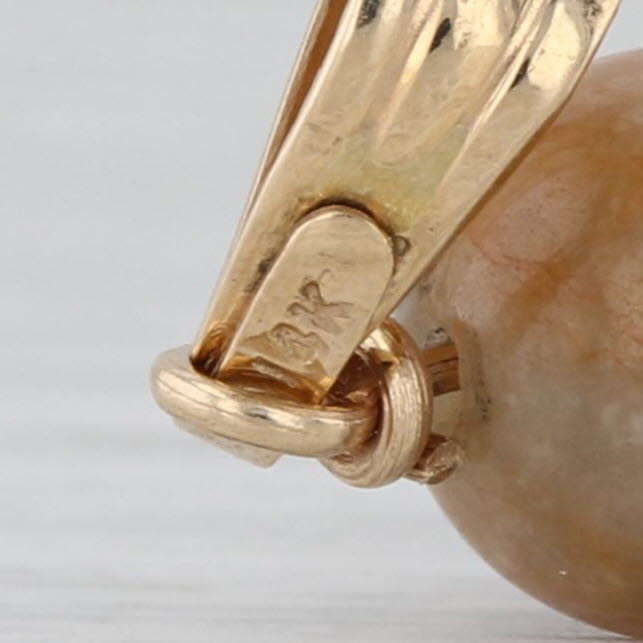 Jadeite Jade Figural Carving Pendant 14k Gold Pierced Asian Style