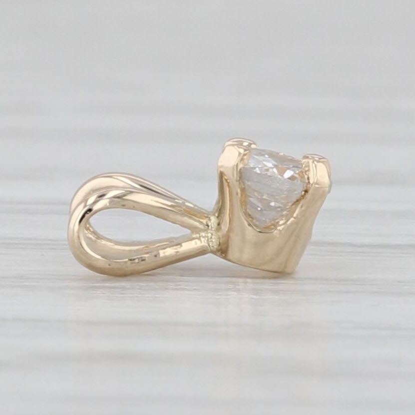 0.12ct Antique Round Diamond Solitaire Pendant 14k Yellow Gold Small Drop