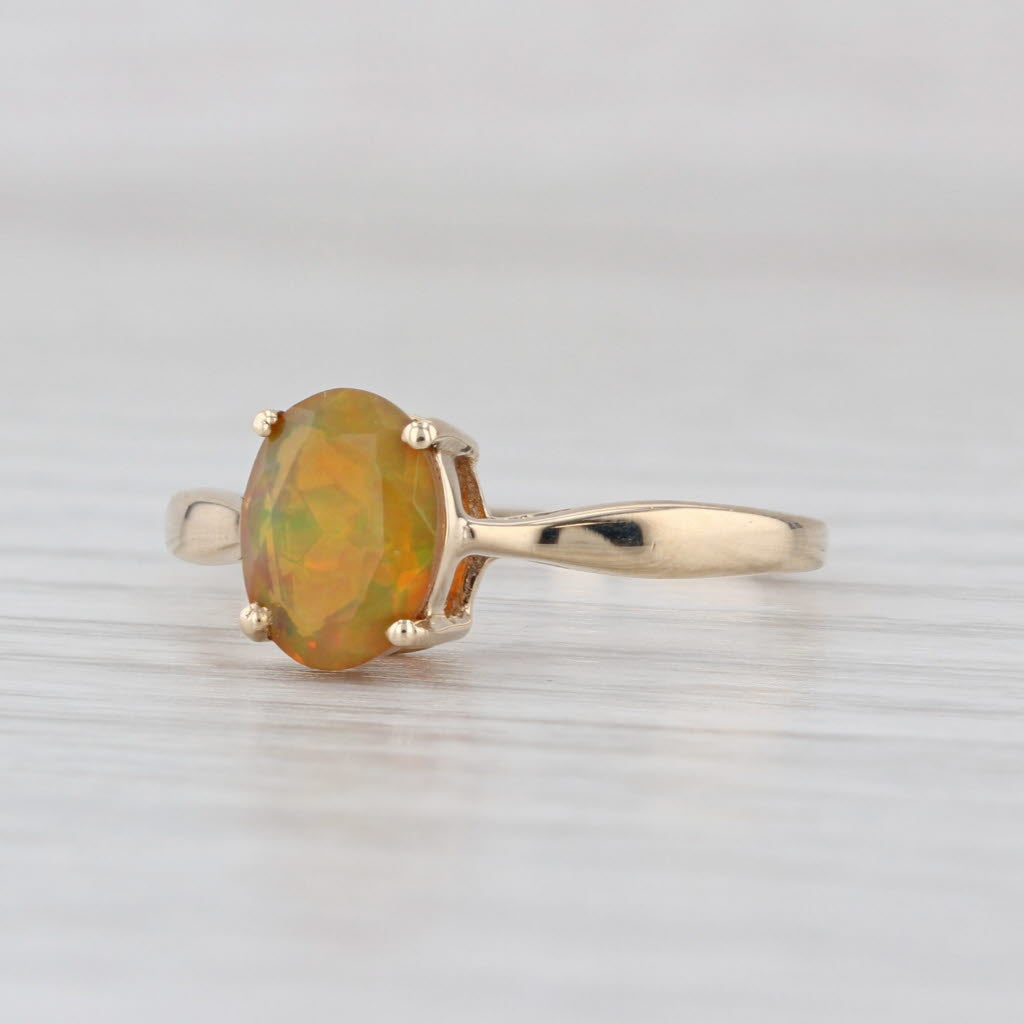 Yellow Opal Oval Solitaire Ring 10k Yellow Gold Size 7.25