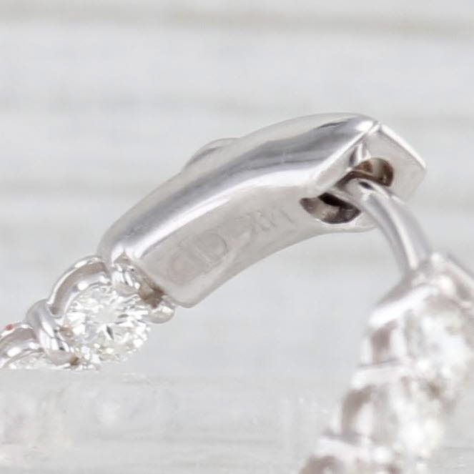 New 2ctw Diamond Inside Out Hoop Earrings 14k White Gold Snap Top Oval Hoops
