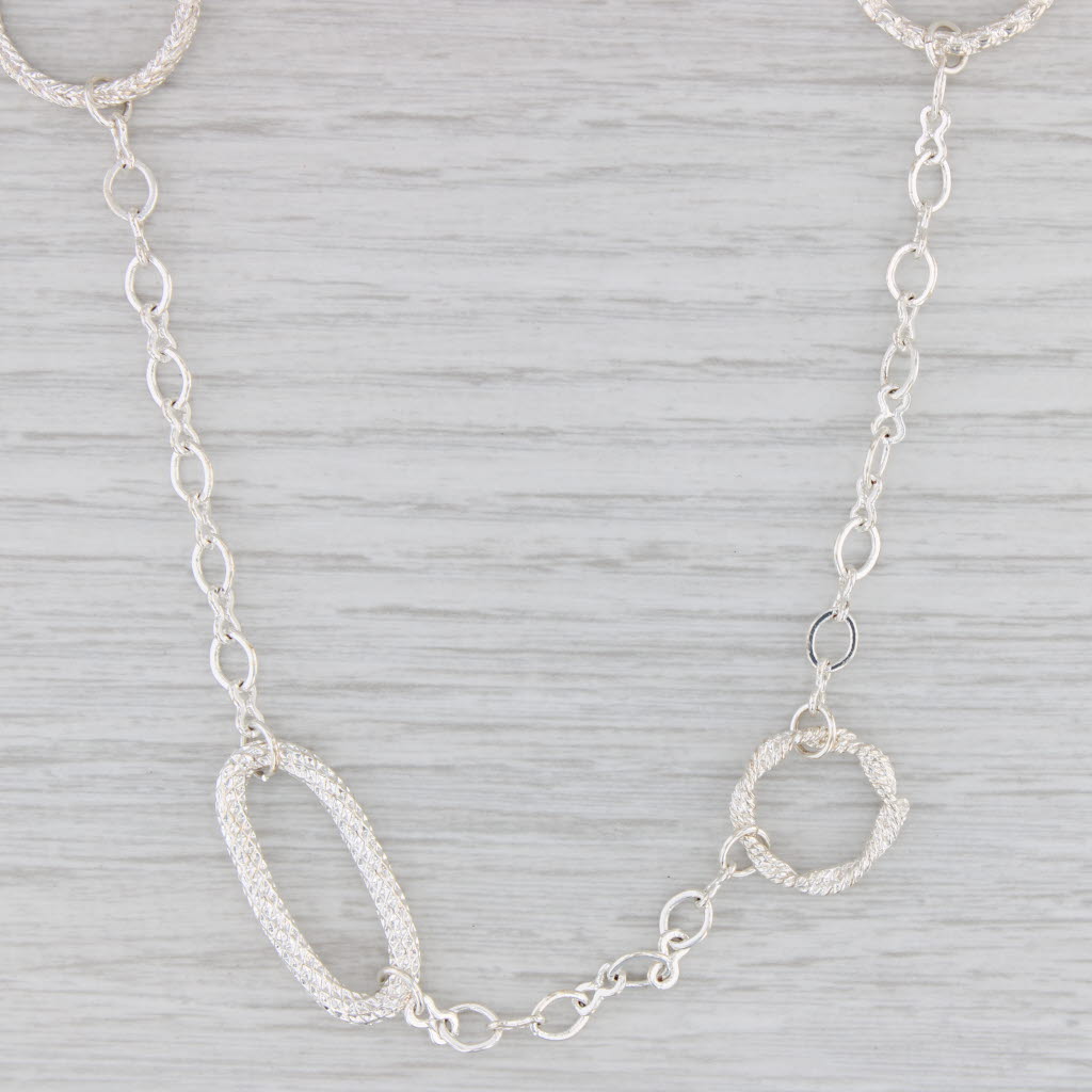 Light Gray Circle Links Cable Chain Necklace Long Layering Statement 45" Joan Rivers