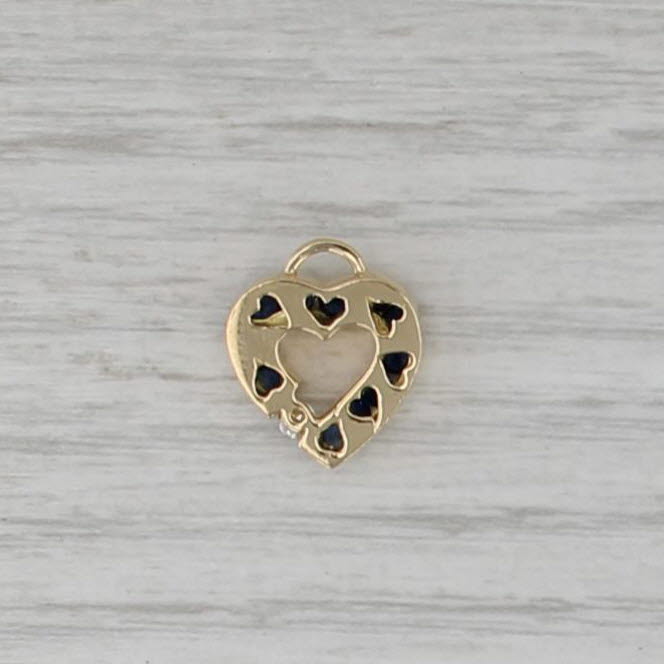 Charles Krypell Sapphire Diamond Open Heart Pendant 18k Yellow Gold Small Charm