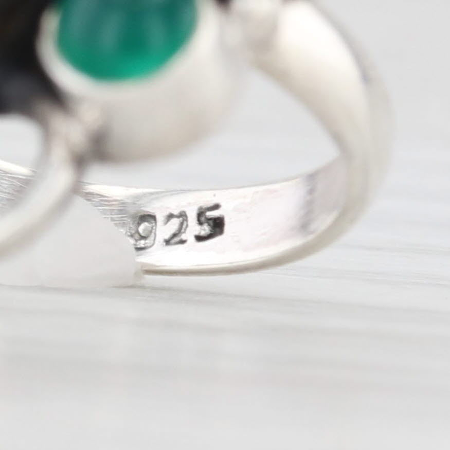 Light Gray Green Chalcedony Cocktail Ring Sterling Silver Size 6.25 Pear Cluster
