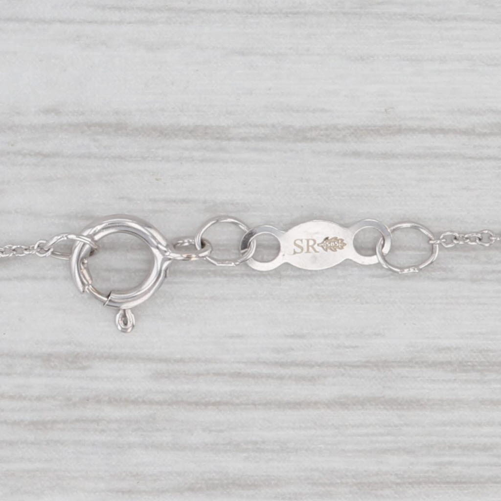 Diamond Letter Initial "E" Pendant Necklace 14k White Gold Cable Chain