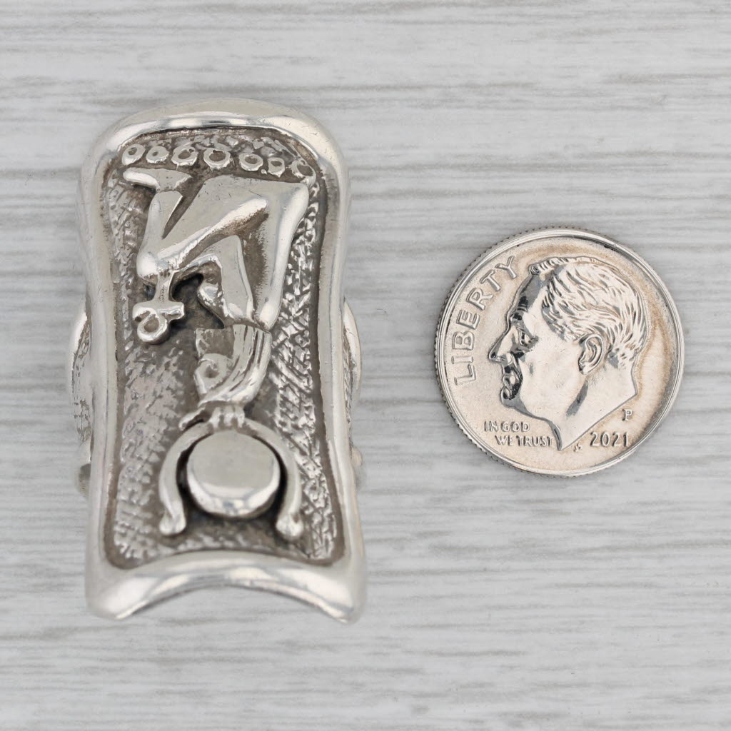 Gray Tribal Figural Statement Ring Sterling Silver Size 6.5 Sara