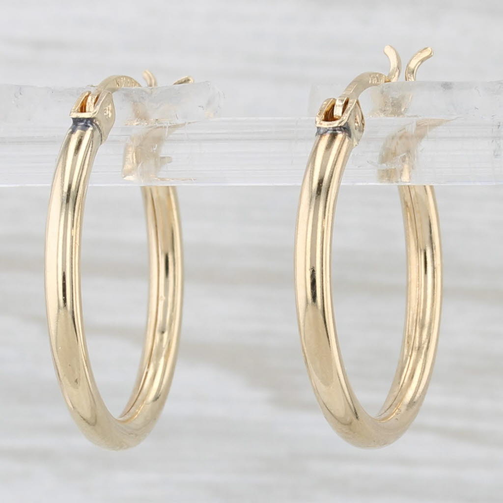 Light Gray Classic Hoop Earrings 14k Yellow Gold 20.5 x 2.1mm Snap Top Round Hoops