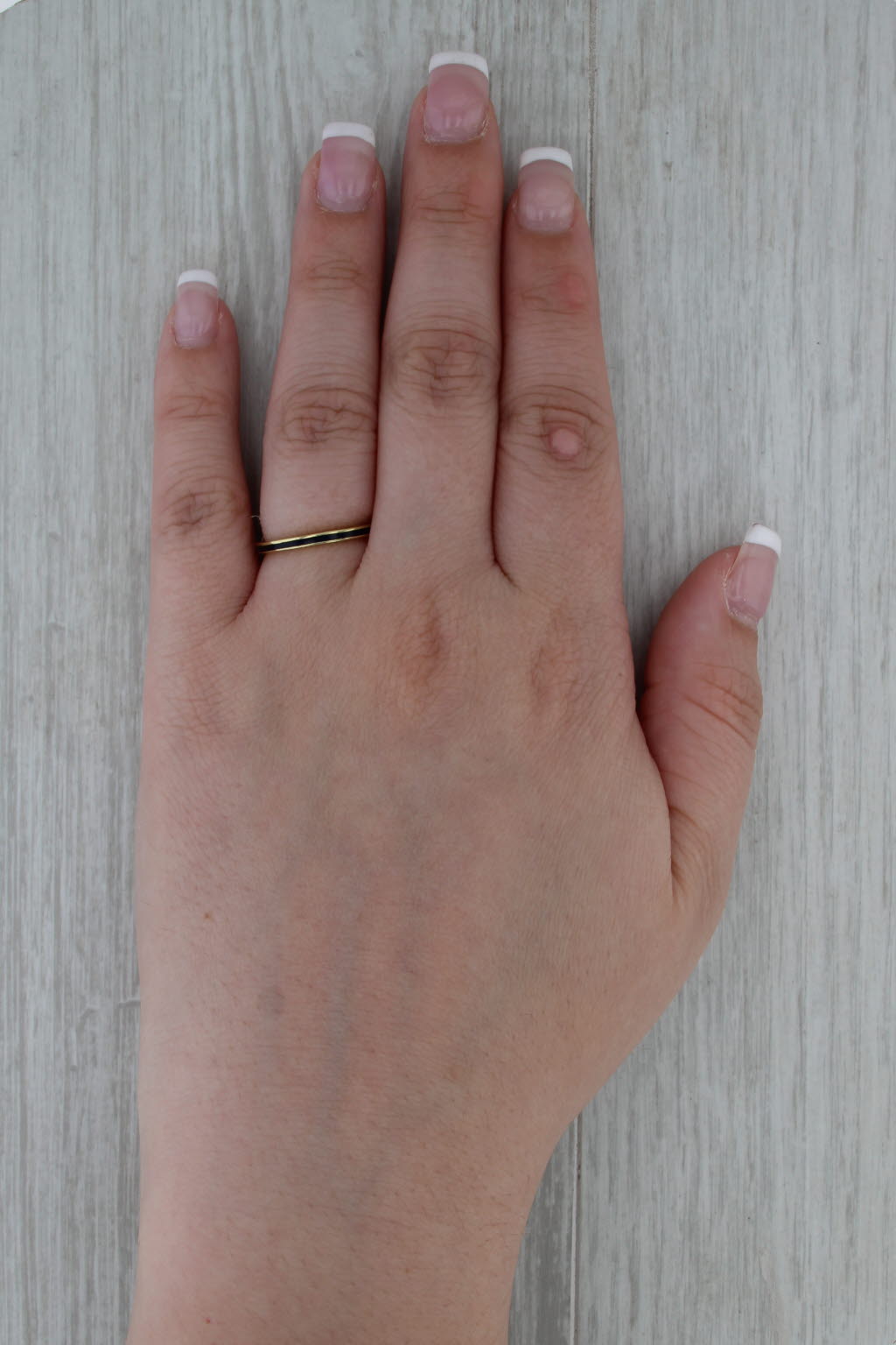 Hidalgo Purple Enamel Ring 18k Yellow Gold Stackable Band Size 6.5