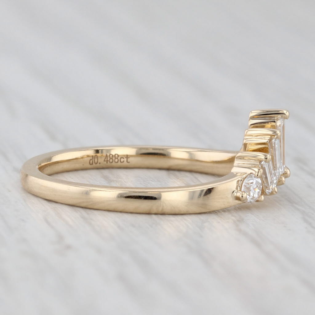 Light Gray New 0.48ctw Lab Grown Diamond Contoured Wedding Band 14k Gold Stackable Ring