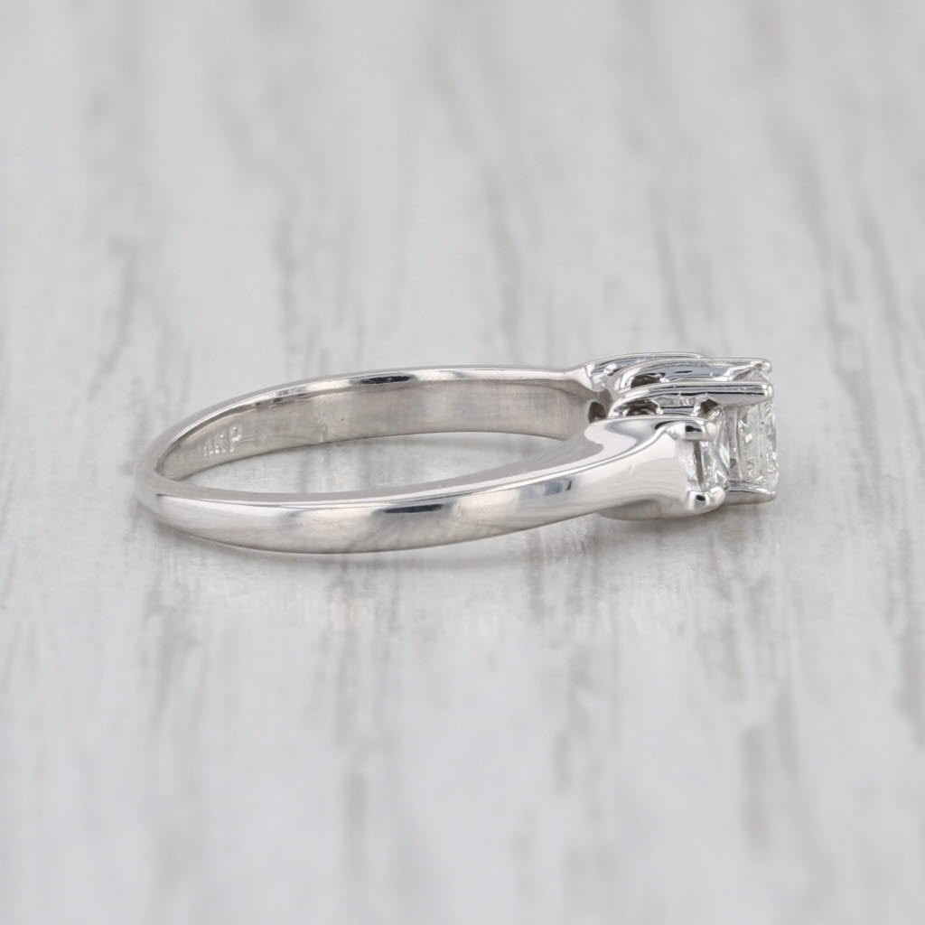 0.49ctw Princess Diamond 3-Stone Engagement Ring 14k White Gold Size 3.75