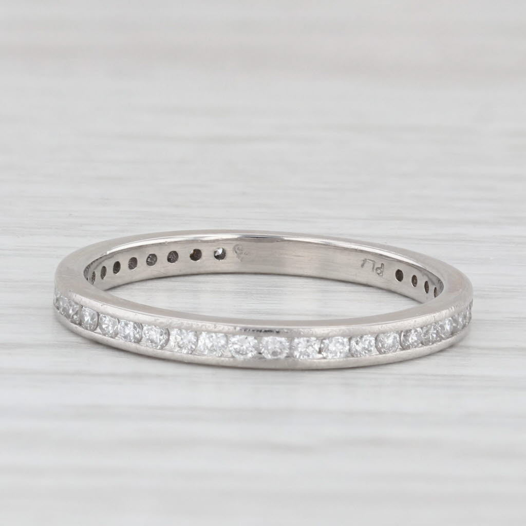 Light Gray 0.36ctw Diamond Wedding Band 900 Platinum Stackable Ring
