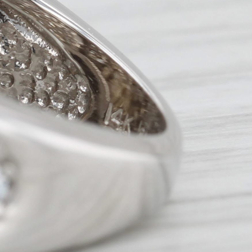 Light Gray 1.15ctw Diamond Crossover Ring 14k White Gold Size 6 Cocktail