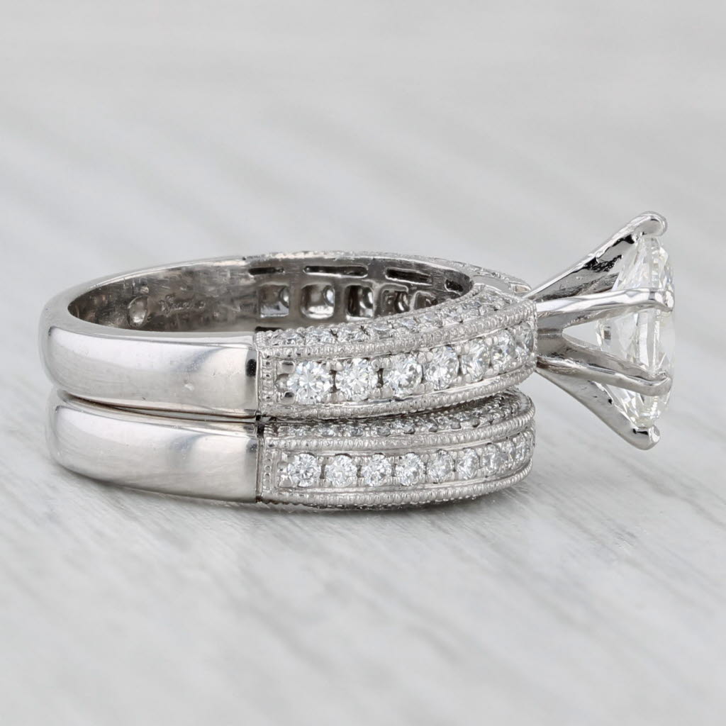 Light Gray Shane & Co Marquise Diamond Engagement Ring Wedding Band Bridal Set Platinum EGL