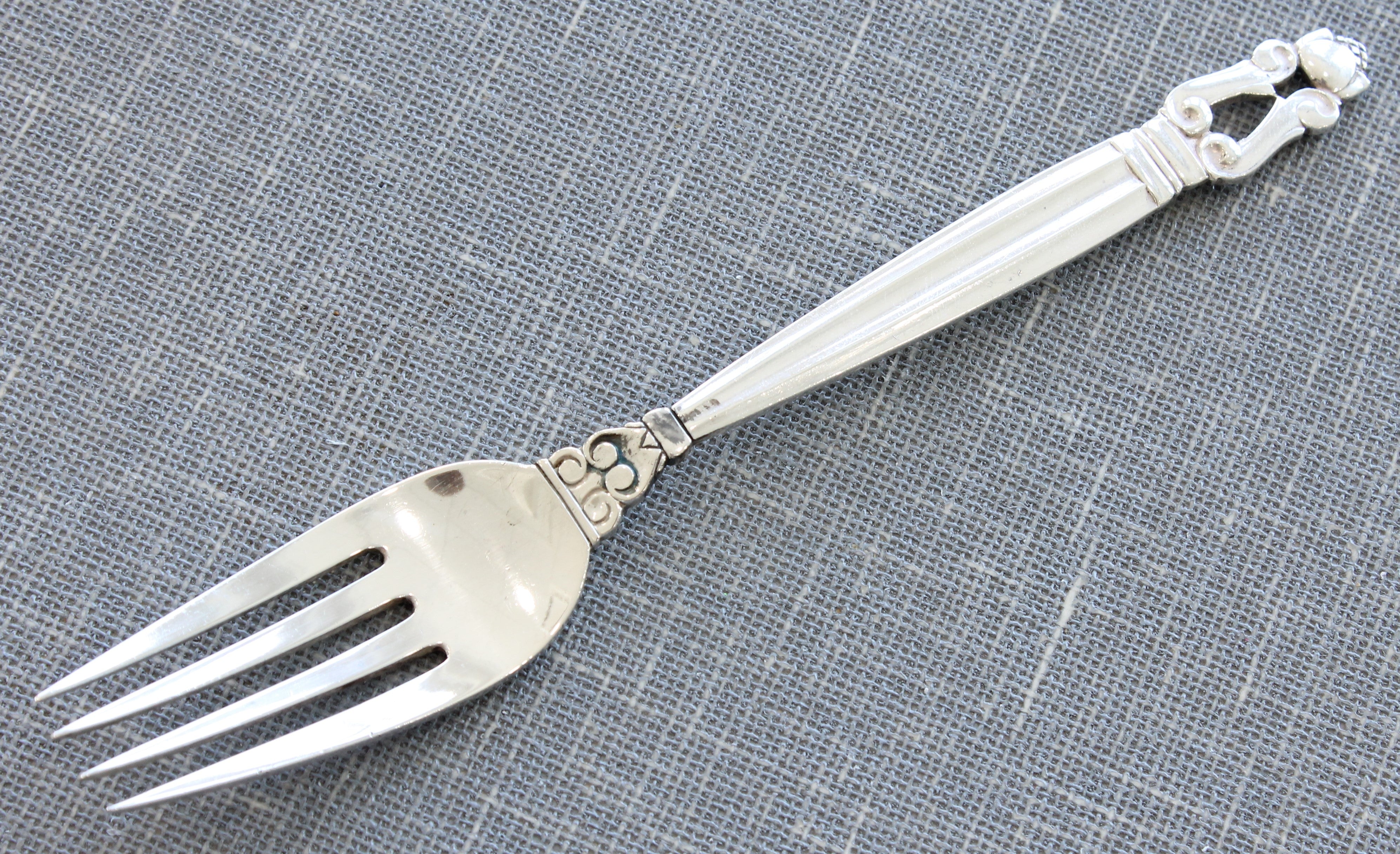 Light Slate Gray Georg Jensen Acorn Sterling Silver Flatware Set 10pc Service of 8 Danish Cutlery
