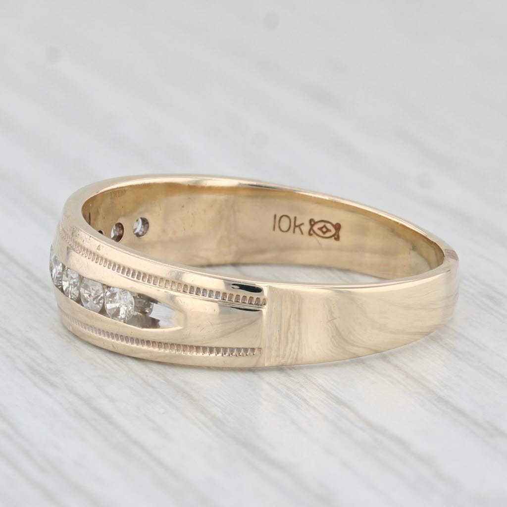 Light Gray 0.48ctw Diamond Men's Wedding Band 10k Yellow Gold Size 12.5 Ring