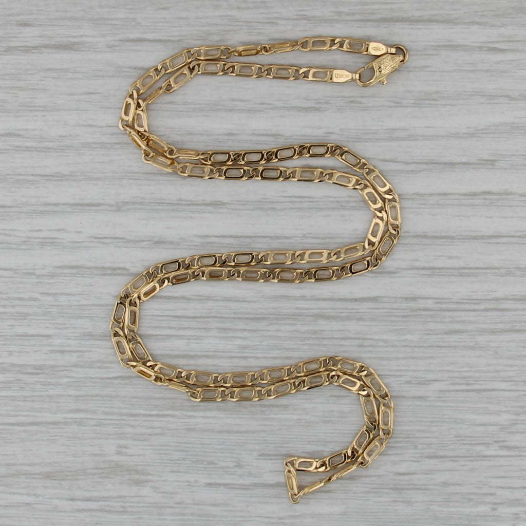 Vintage 20.5" 2.5mm Figaro Chain Necklace 18k Yellow Gold