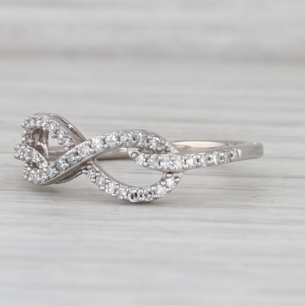 0.20ctw Diamond Infinity Love Knot Ring 10k White Gold Size 5.5 Anniversary