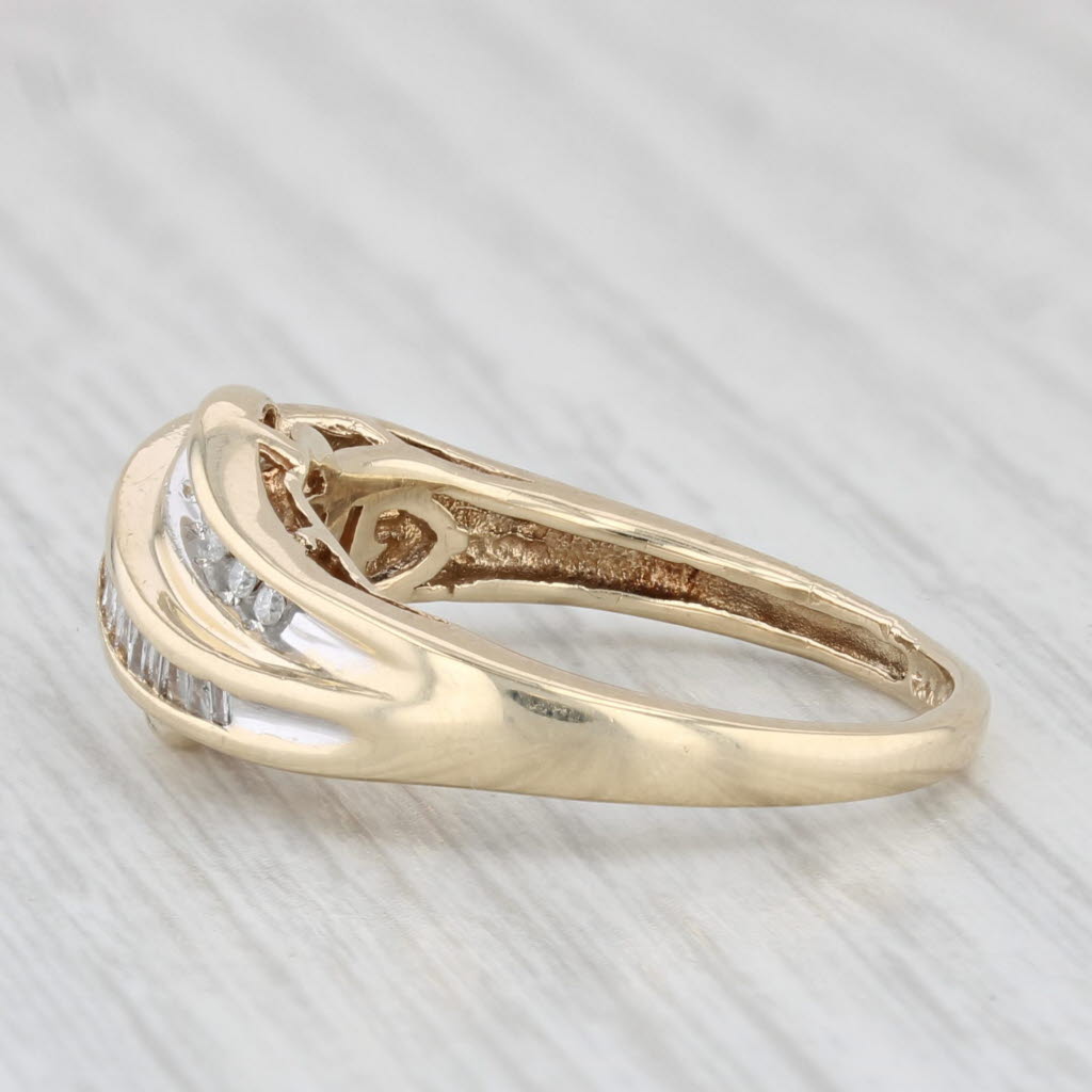 Light Gray 0.26ctw Diamond Bypass Ring 10k Yellow Gold Size 7.5 Wedding Anniversary Band