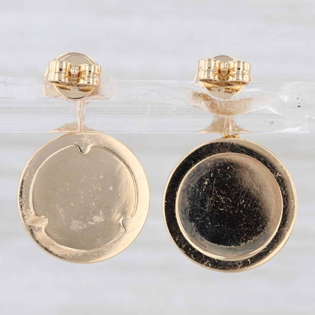 New Turquoise 0.38ctw Diamond Rayed Disc Dangle Earrings 14k Yellow Gold