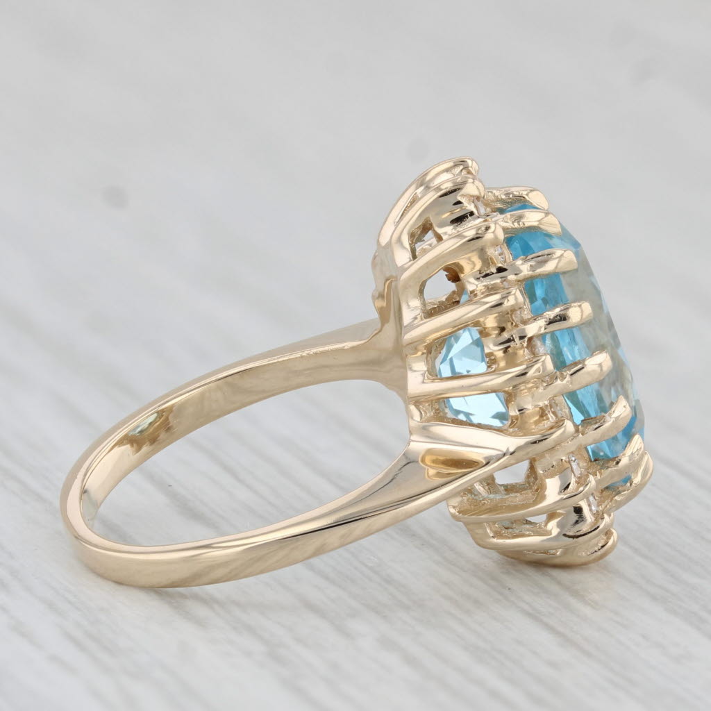 Light Gray 6.25ctw Oval Blue Topaz Diamond Halo Ring 14k Yellow Gold Size 3
