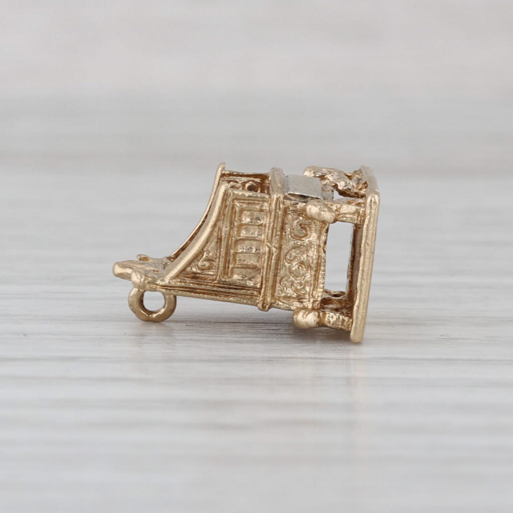 Queen Elizabeth II 1953 Corination Throne Souvenir Charm 9k Yellow Gold Pendant
