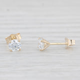 New 0.71ctw Lab Created Diamond Stud Earrings 14k Yellow Gold Round Solitaires