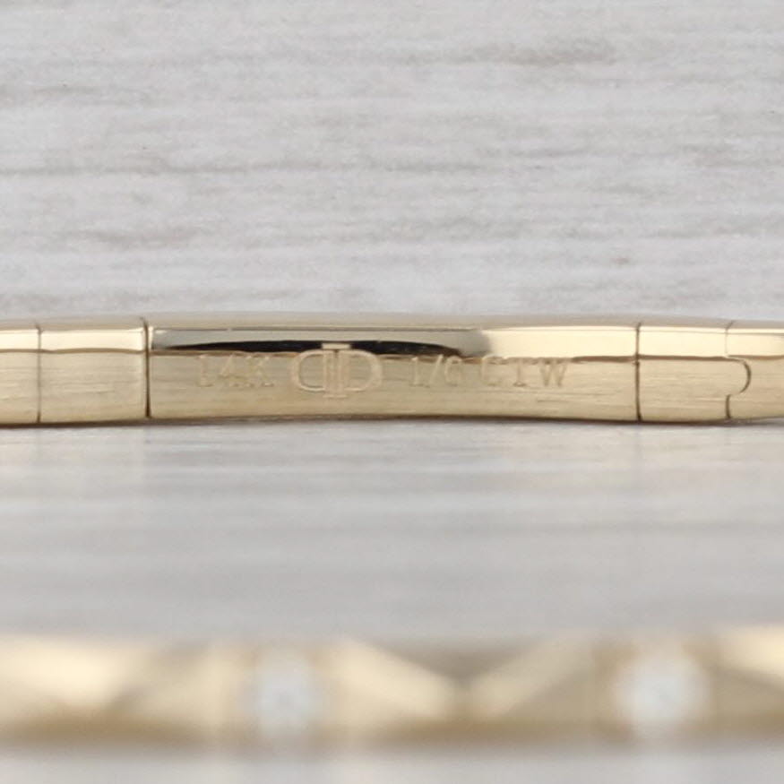 New 0.16ctw Diamond Flexible Bangle Bracelet 14k Yellow Gold 6.75"