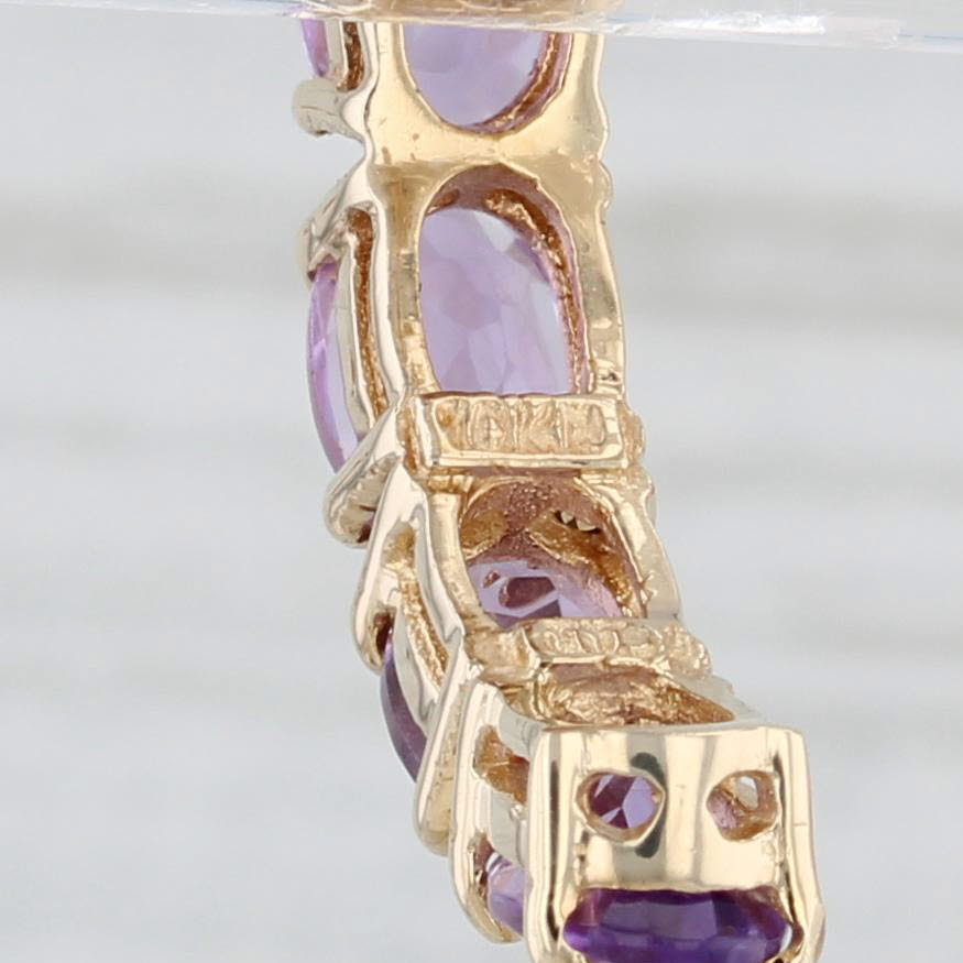 Light Gray 4.30ctw Amethyst Half Hoop Earrings 10k Yellow Gold Journey Drops
