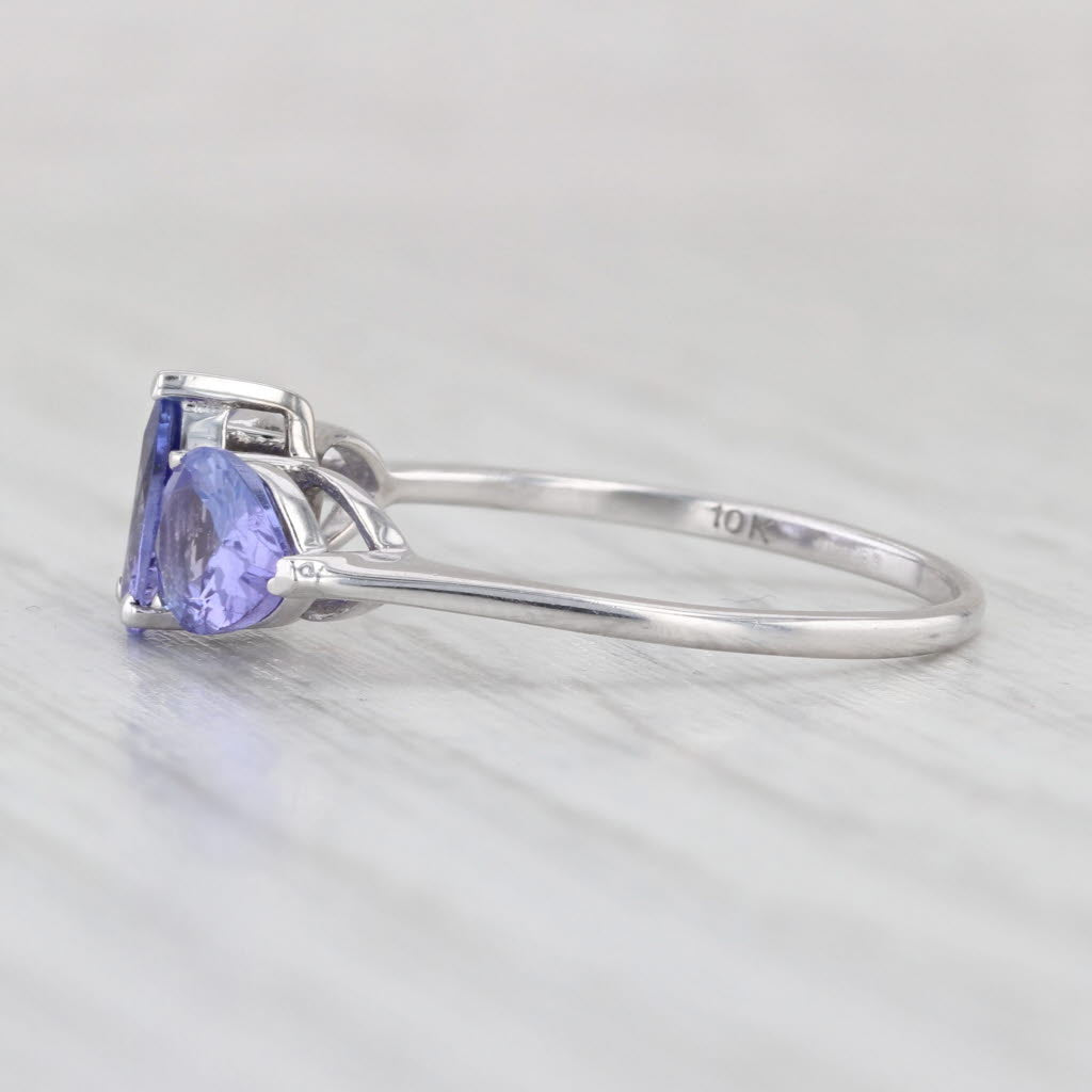 2.10ctw Pear Tanzanite 3-Stone Ring 10k White Gold Size 8.25