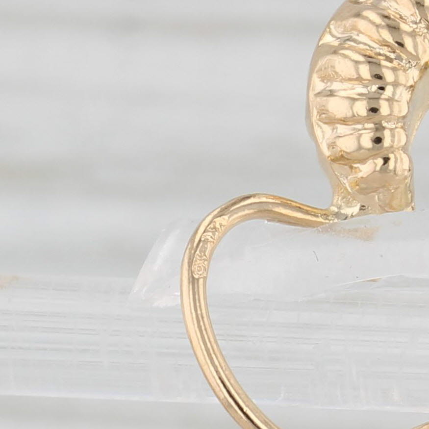 Light Gray Scalloped Croissant Drop Earrings 18k Yellow Gold Lever Backs