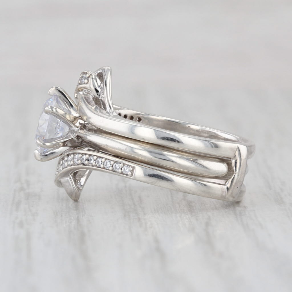 1.43ctw Cubic Zirconia Engagement Ring Wedding Guard Sterling Silver Size 6