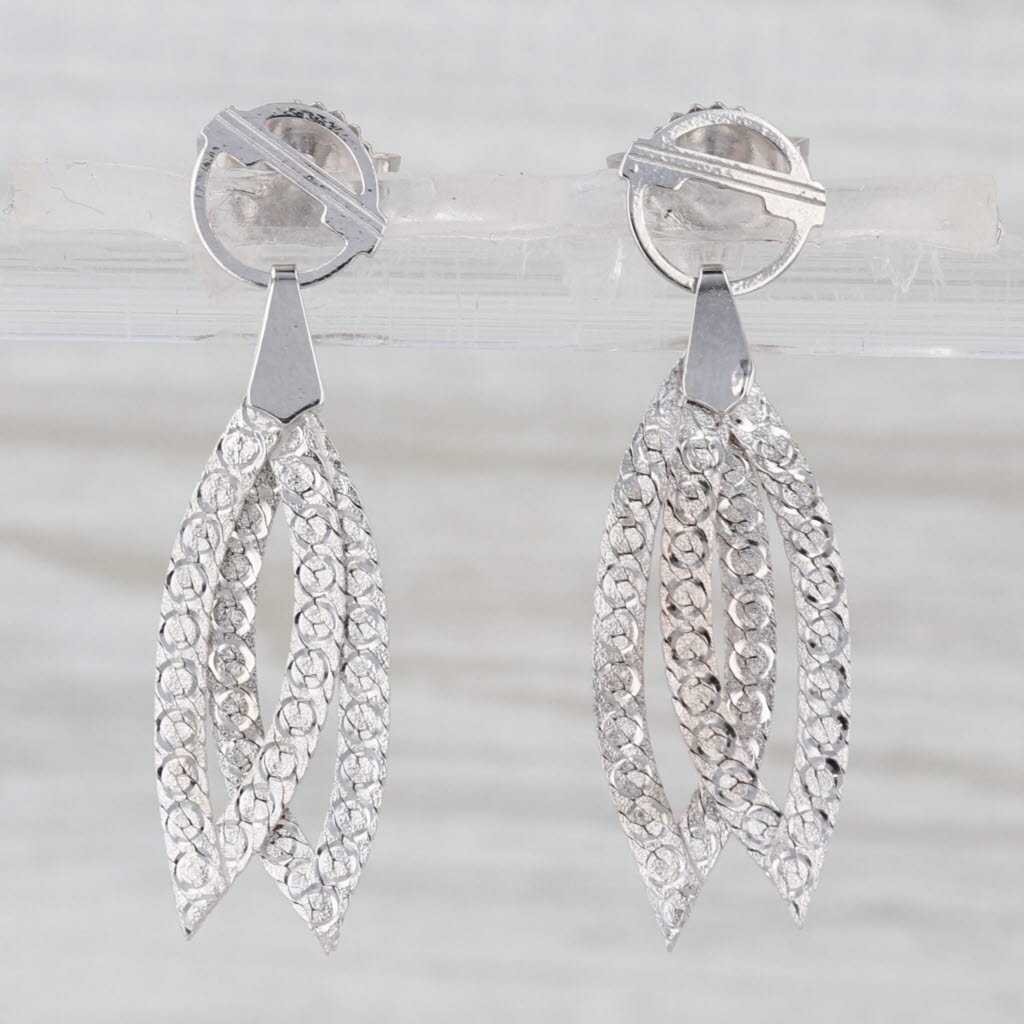 Marquise Dangle Earrings 14k White Gold Chain Drops