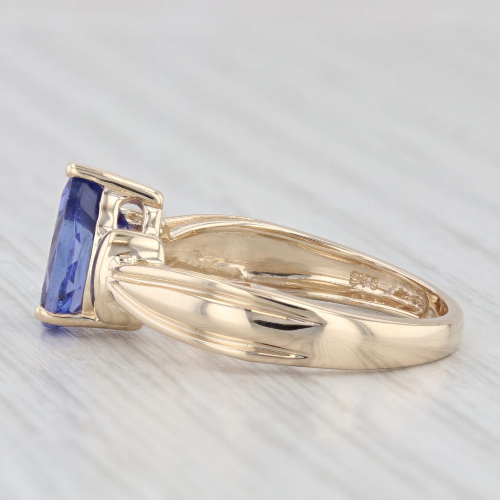 Light Gray 1.96ct Teardrop Tanzanite Ring 14k Yellow Gold Size 7 Pear Solitaire