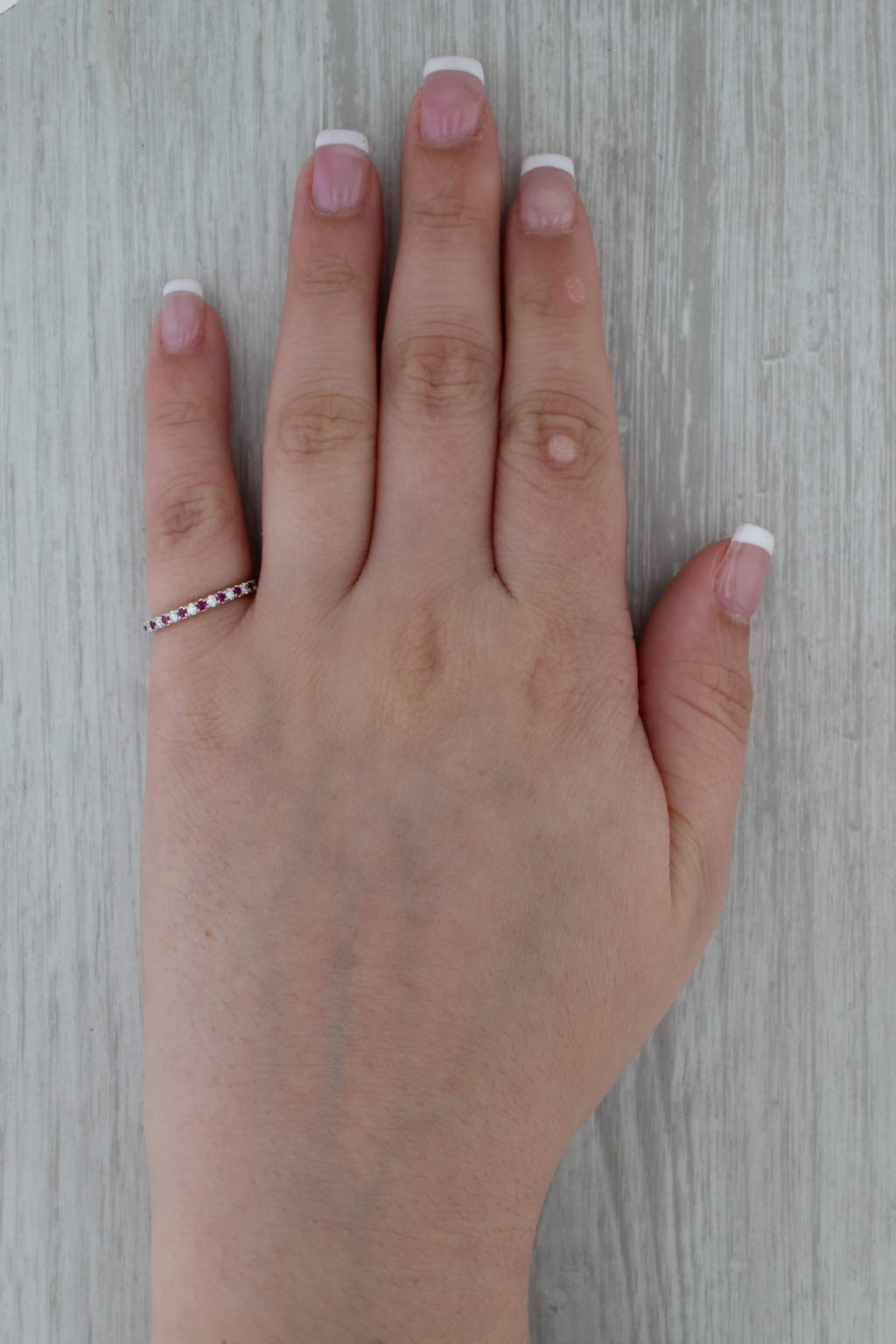 0.30ctw Ruby Diamond Wedding Band 14k White Gold Stackable Ring Size 5