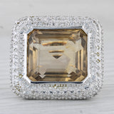 42.10ctw Citrine Diamond Halo Ring 14k Gold Large Cocktail Size 5.75