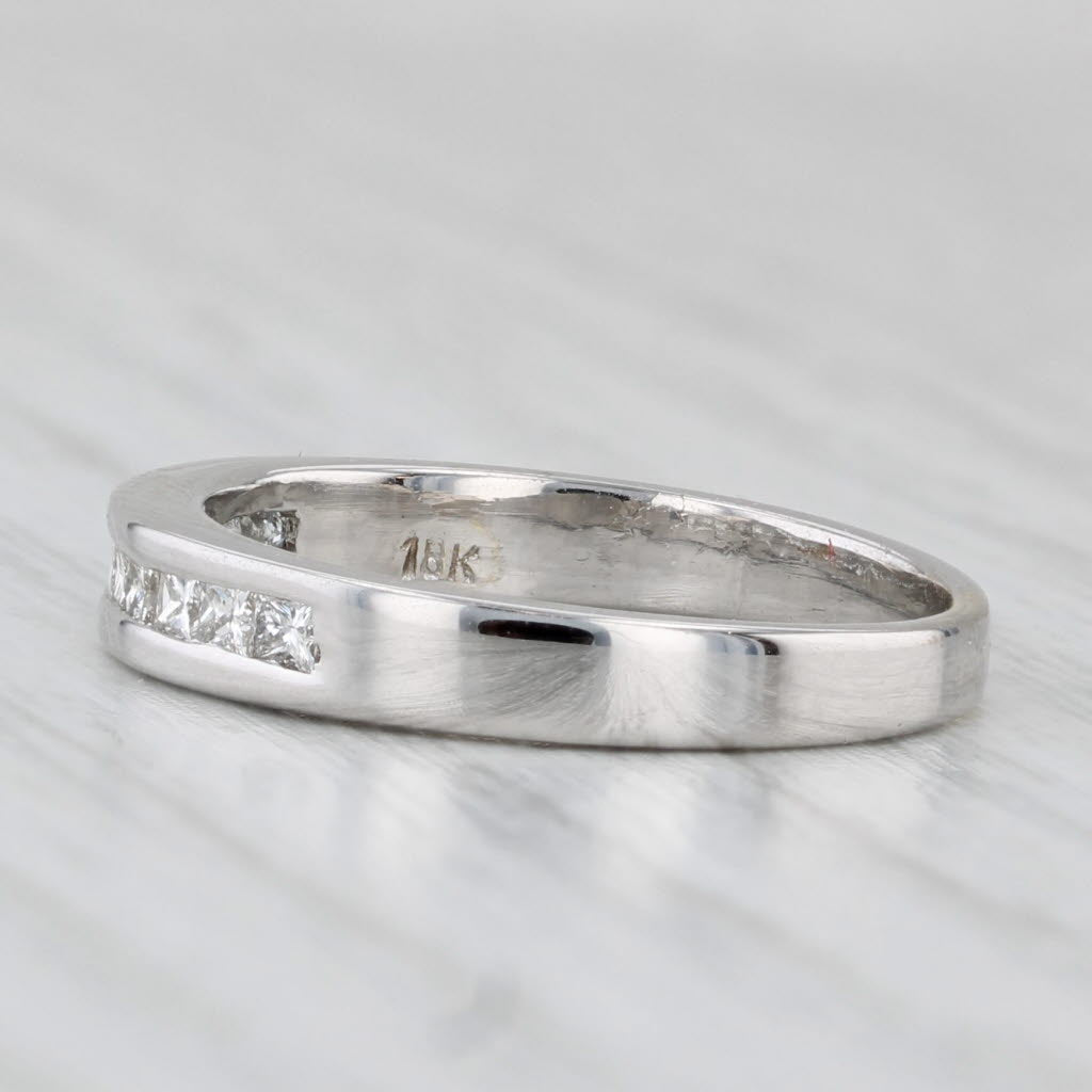 Light Gray 0.33ctw Diamond Channel Set Wedding Band 18k White Gold Size 5.25 Ring Stackable