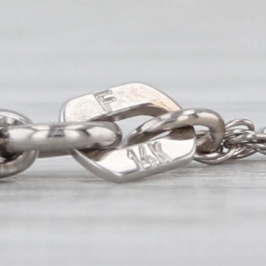 18" Rope Chain Necklace 1.2mm 14k White Gold